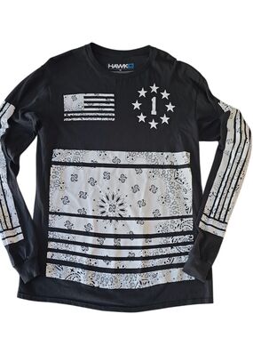 ​Tony Hawk Black Bandana Print Long Sleeve Graphic Tee Medium